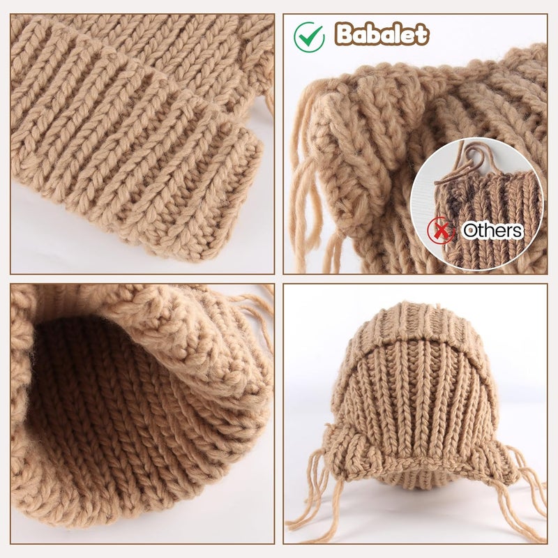 Babalet Store Cat Ear Beanie for Women Warm Winter Cap Chunky Knit Crochet Hat Slouchy Fox Hat Women Winter Trendy Headwear - Image 2